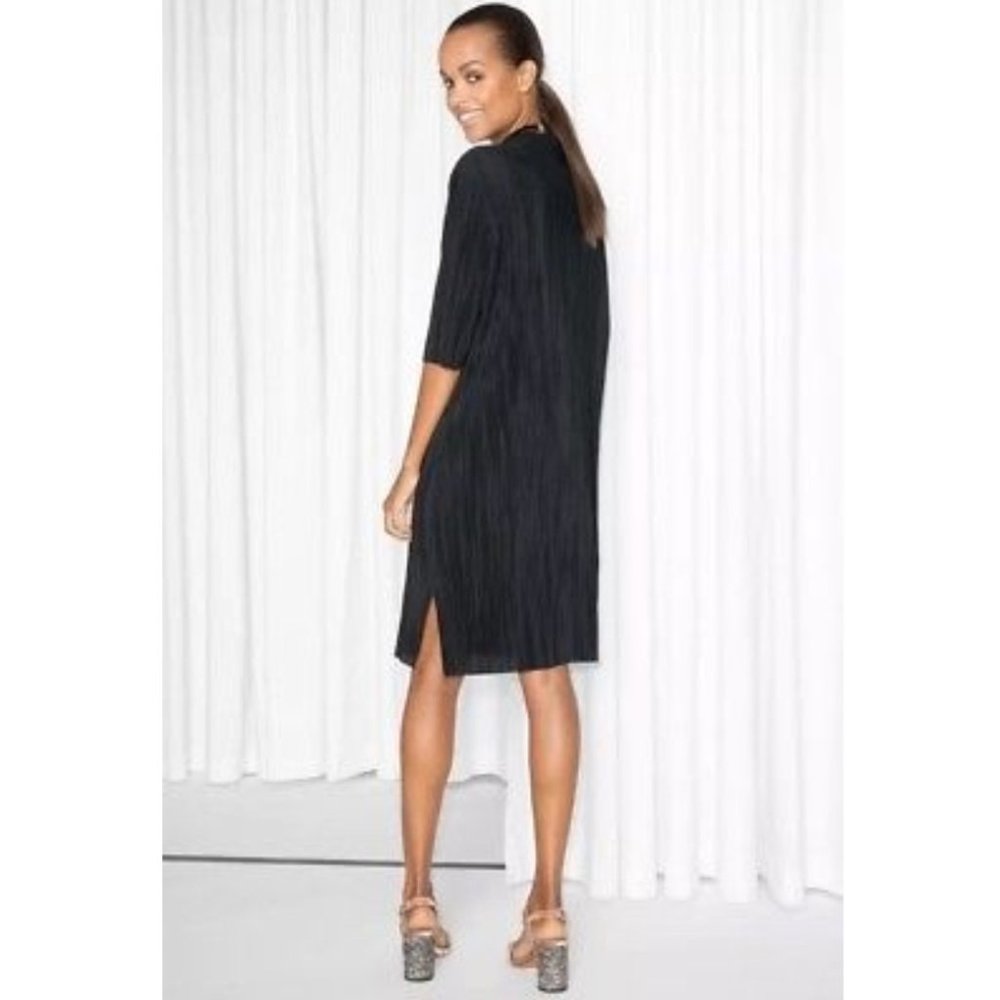 & Other Stories plisse dress in black S